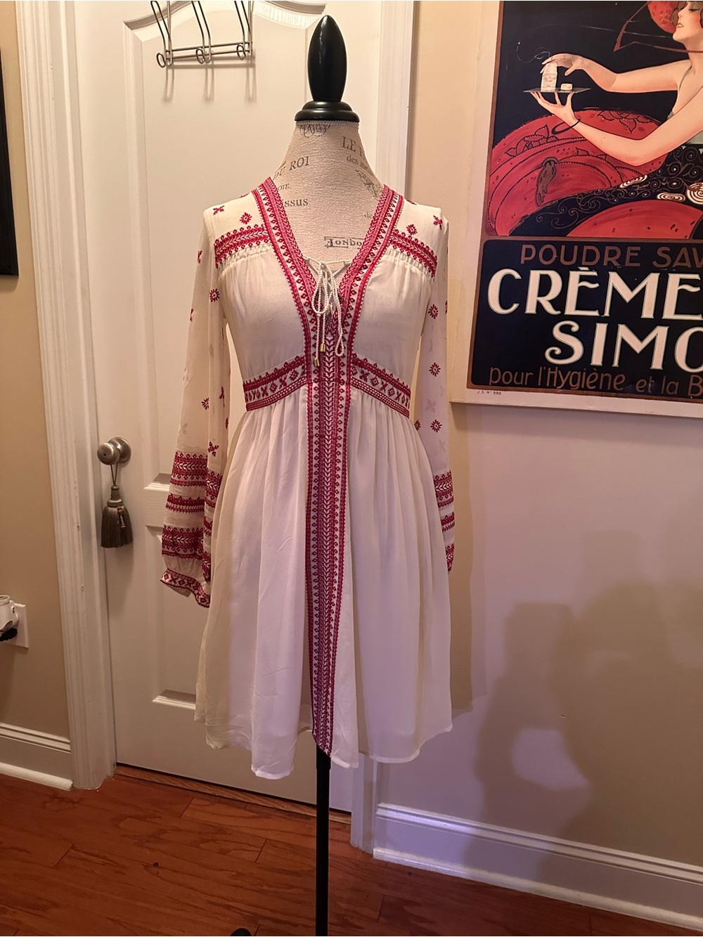 Topshop White Dress with Red Embroidery